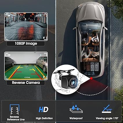 PASLDA car stereo includes an HD waterproof backup camera with night vision for safer parking and reversing